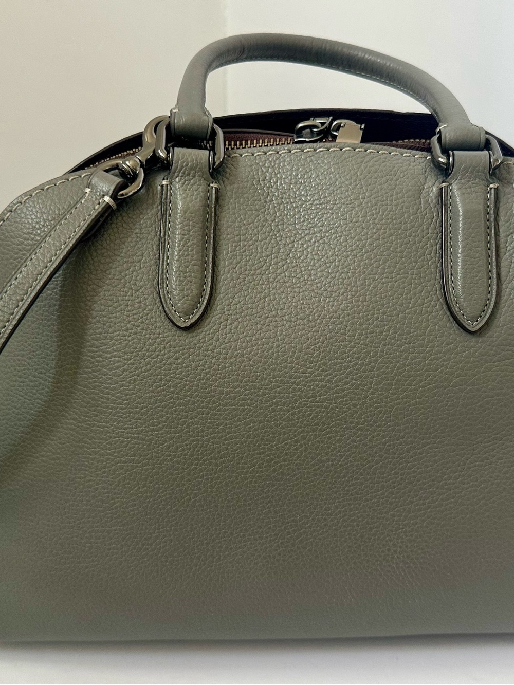 COACH Quinn Satchel Pebble Leather Hand/Shoulder/Crossbody 30951 Heather Gray - Picture 3 of 14